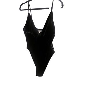 Gorgeous black velvet deep cut bodysuit